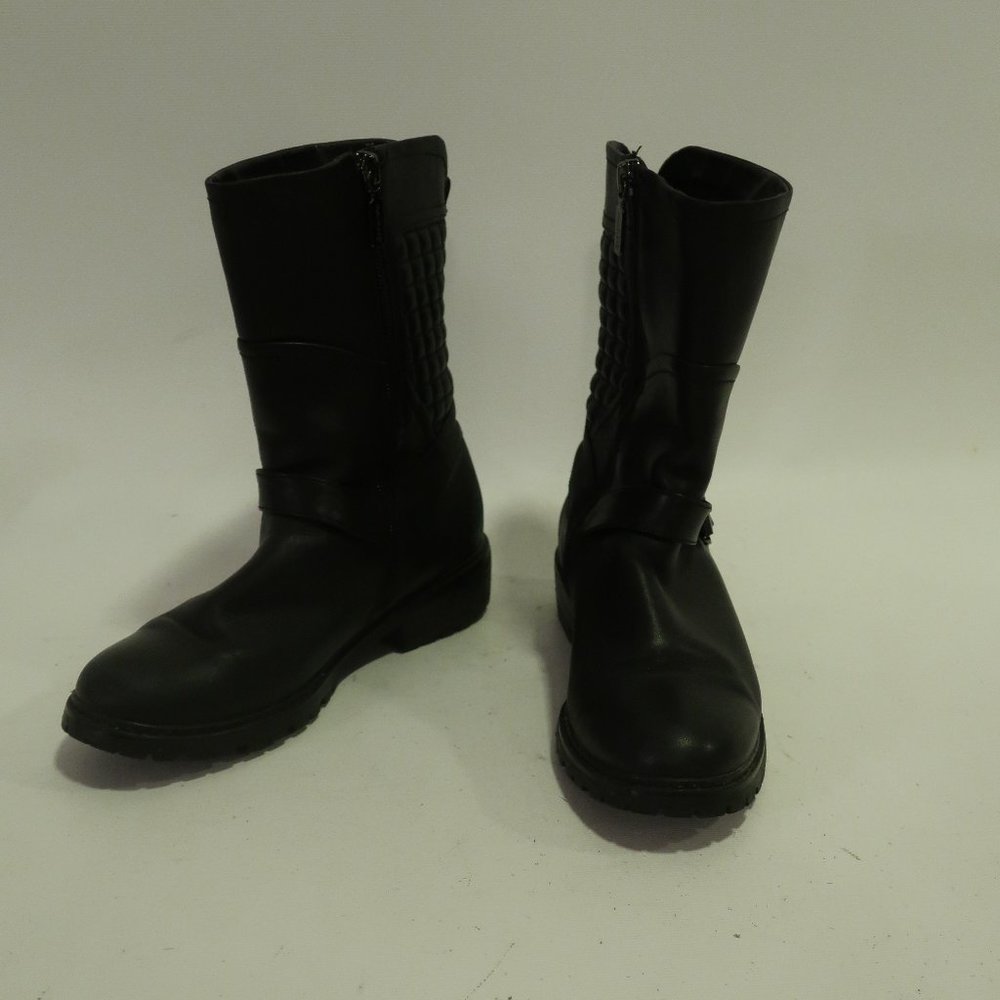 BLONDO BLACK LEATHER MID CALF BOOTS 6.5*